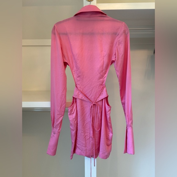 Lado Bokuchava fitted mini shirt dress with side cutouts and tie back detail. - Picture 6 of 9